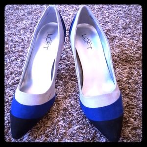 Royal multicolored Suede pointy pumps